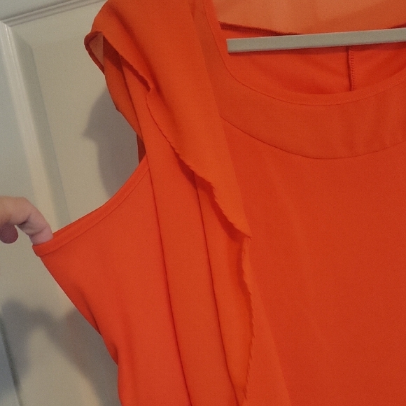 Vibrant Orange spagetti strap under with scarf overlay Layered Dress Sz3XL - Picture 4 of 7